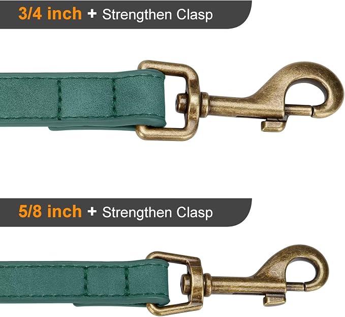 Didog PU Leather Dog Leash for Medium Large Dogs, 3/4in x 5ft, Green | Soft Grip Full Control, Easy Clean, Metal D-ring for Poop Bag Holder, Tangle-Free 360° Swivel Clasp, for Walking & Training - Image 5