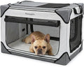 Collapsible Soft Dog Crate 26 Inch, Portable Travel Pet Crate for Small Dogs and Cats with 4-Door Mesh, Puppy Dog Kennel Indoor & Outdoor, Light Grey by Unknown