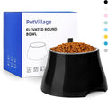 Dog Bowls,Cone Friendly Non Slip Single Dog Bowl with Stainless Steel Inner, Raised Bowls for Small Dogs Spaniel Dogs Long Ear, High Capacity, M/2 Cup Black by Petvillage