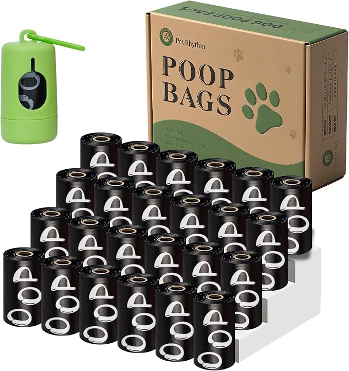 Dog Poop Bags Rolls with Dispenser 360 counts 13x9 in Black | Scented Poop Bags for Dogs Extra Large Guaranteed Leak Proof and Extra Thick, For poop bags for dogs Walking and Cat Litter by Petrhythm
