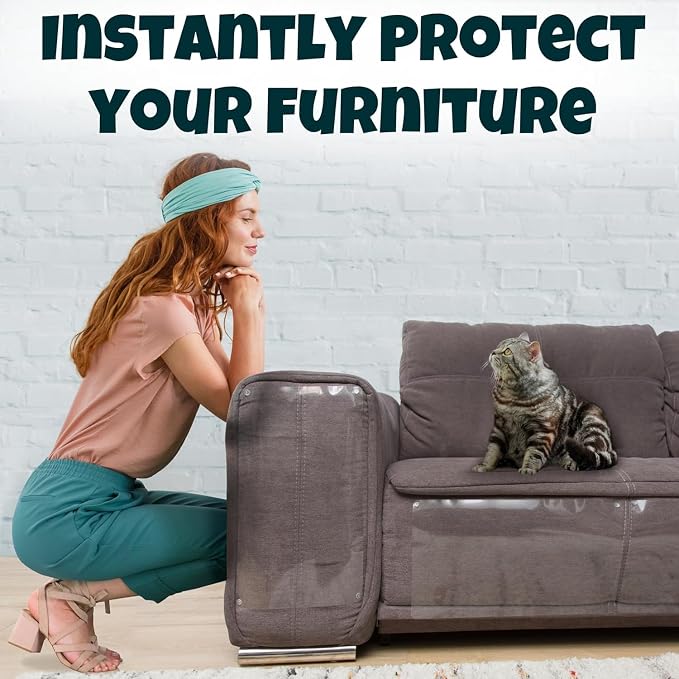 FixZilla Anti Cat Scratch Furniture Protector, 24-Pack Couch Protector from Cat Claws – Heavy-Duty, Easy-to-Apply Scratching Deterrent and Shield for Sofa Corners, Walls, Doors- with 124 Twist Pins - Image 4
