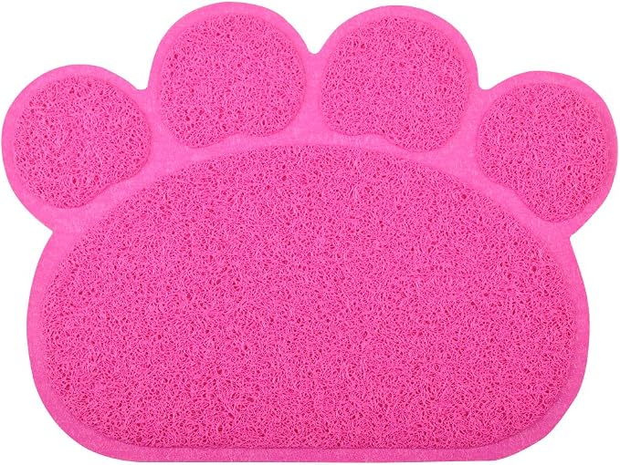 Paw-Shaped Cat Litter Box Mat,10 Colors Available,15.75x11.75 Inches (Pink) by DMWirelessCarCharger