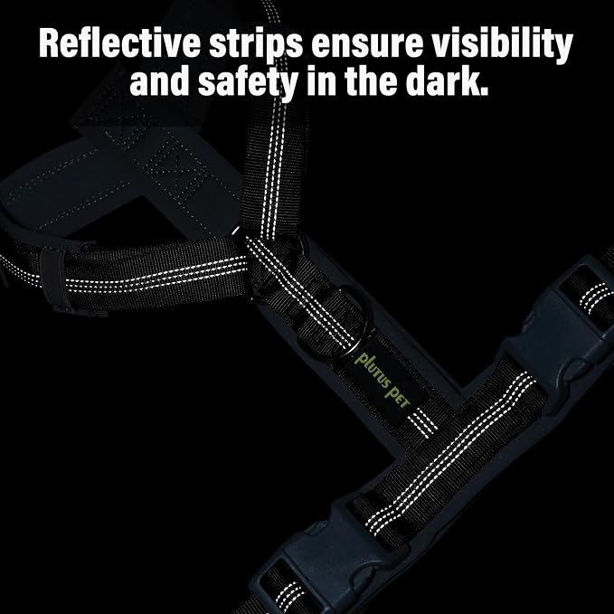 Plutus Pet No Pull Dog Harness, Adjustable Nylon Harness with Soft Padding | Reflective with Front Clip, Heavy Duty for Training and Walking, for Small Medium Large Dogs, Black, XS - Image 5