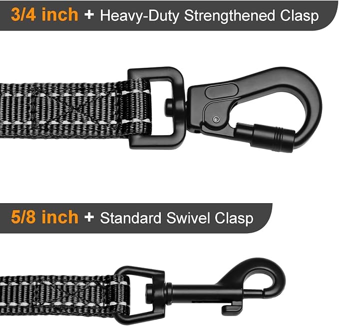 Didog 6FT Reflective Dog Leash for Medium Large Dogs,Slim 3/4" Width, Black | Soft Padded Handle, Plush Comfort Grip, Tangle-Free, 360°Heavy-Duty Strengthened Clasp for Daily Walks/Training, Night Safety - Image 5