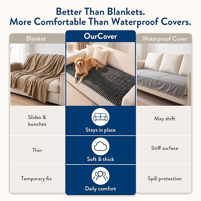 SureFit Couch Covers for Dogs,Non-Slip Washable Pet Friendly Sofa Protector | Non-Slip Paw Print Grip,Sofa Slipcovers for 2 Cushion Couch,Soft Thick Furniture Protector for Sofa Cushions(28x60"Dark Gray) - Image 7