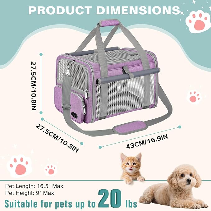 Cat Carrier Airline Approved Privacy Portable Top Load Pet Travel Bag | Soft Sided Pet Carriers for Small Cats Dogs Puppy up to 16 Lbs,Collapsible,Zipper Lock,Luggage Sleeve,2 Storage,Washable - Image 4