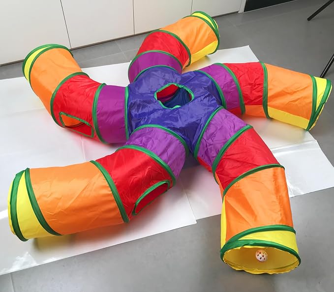 Cat Tunnel Tube for Indoor Cats Large, Upgrade with 6 PeekHole S-Shape 5 Way Collapsible Pet Play Maze Tube Toys Colorful for Cats Kitten Kitty Rabbit - Image 2