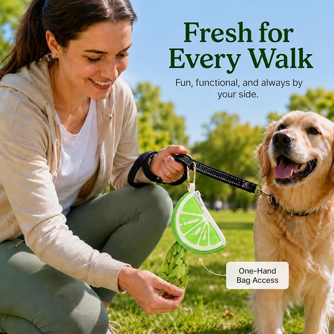 Dog Poop Bag Holder for Leash Lime Shape Pet Outdoor Accessory | Thin Lightweight Dog Waste Bag Carrier with Storage Pouch, Leash Attachment for Walking, Travel, Beach - Image 7