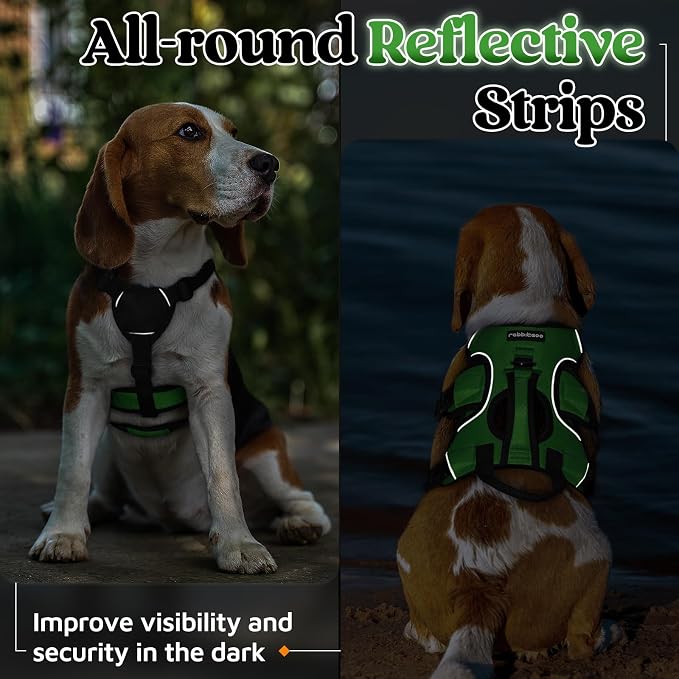 rabbitgoo Escape Proof Dog Harness for Small, No Pull with Lift Handle | No Escape, Full Soft Padded, Reflective Adjustable Vest, Leash Clip for Walking Hiking Training, Green, Small - Image 8
