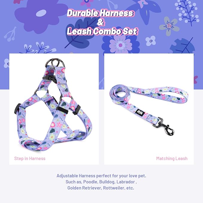 Dog Harness Leash Set Adjustable Heavy Duty No Pull Halter Harnesses for Small Medium Large Breed Dogs Back Clip Anti-Twist Perfect for Walking - Image 5