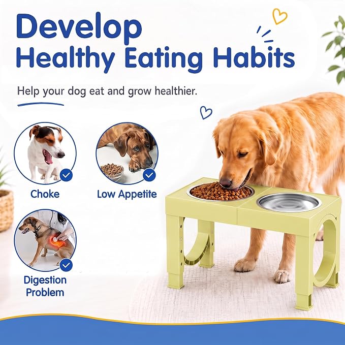 XIAZ Elevated Dog Bowls Large Breed Raised Dogs Bowl Stand Large/Medium Sized Dog Stainless Steel Food Water Bowl Stands 5 Heights Adjustable 9/11/12/15in Pet Feeder Dish Station - Image 4