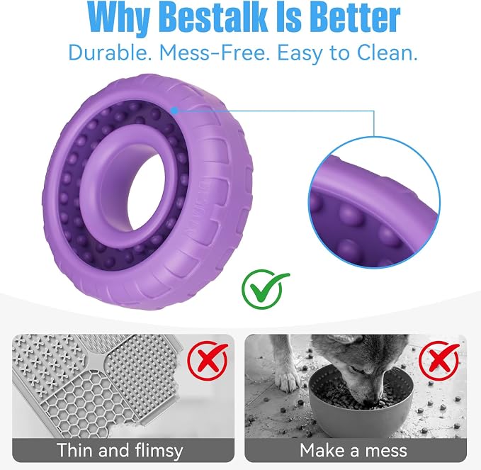Dog Enrichment Lick Bowl, Bestalk Slow Feeder Lick Mat for Dogs, Freeze Puzzle Licking Bowl for Anxiety Relief, BPA Free Silicone, Dishwasher Safe(Purple,S) - Image 4