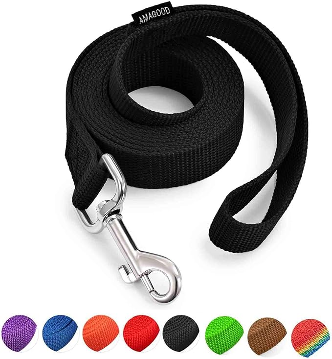 AMAGOOD 6 FT Puppy/Dog Leash, Strong and Durable Traditional Style Leash with Easy to Use Collar Hook, Great for Small, Medium and Large Dogs (1 in x 6 ft(Pack of 1), Black) by DOGLEASH
