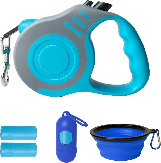 Retractable Dog Leash Automatic Telescopic Tractor Dog Tape | Pet Tape 10/16 FT Durable and Convenient, with Folding Bowl, Dispenser, Rubbish Bags, Suitable for Small and Medium Dogs by LIEVUIKEN