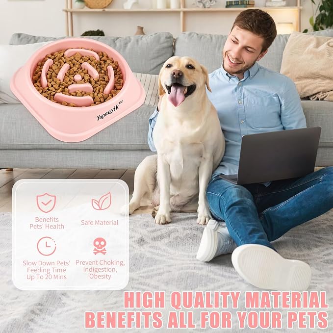 Slow Feeder Dog Bowls for Medium Dogs & Cats | Non-Slip Base, Anti-Choking Design, Reduces Bloating & Overeating, Easy to Clean, 1.5-2 Cups - Image 5