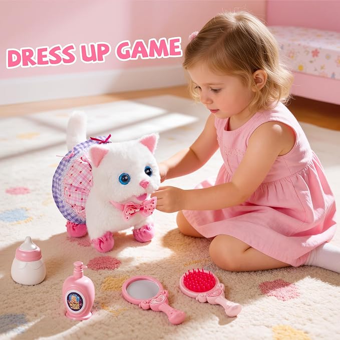 Cat Toys for Kids Girls, Interactive Robot Cat Toy for Girl 4 5 6 7 8 Year Old, Dress Up for Little Cat, Pretend Play Toddlers Girl Toy for 5-7 6-8, Ideas Birthday Gifts for Girl 5 Year Old - Image 3