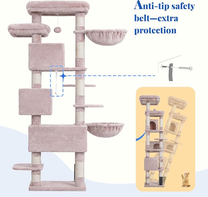 Hey-brother Cat Tree, Multi-Level Tower with 3 Condo, Hairbrush, MPJ035-MMU - Image 8
