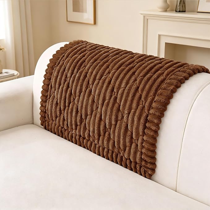 Couch Arm Covers, Sofa Arm Cover, 100% Waterproof Armrest Covers, Anti-Slip Pet Proof Armrest Protectors for Couch Loveseat Armchair Headrest, Only 1 Single Arm Cover (Dark Coffee, 27.5"x27.5") - Image 3