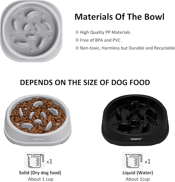 YINEYA 2PCS Anti-Choking Slow Feeder Dog Bowls Small Size Dog, Slow Feeder Cat Bowl, Supplies and Puzzle for Pet - Image 6