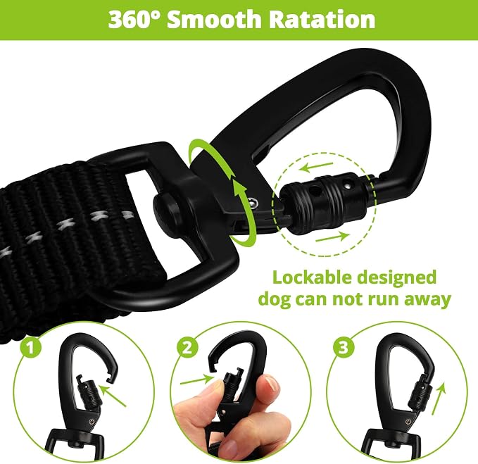 Rope Dog Leash 5 FT: Heavy Duty Leashes with Swivel Lockable Hook Reflective Threads Bungee and Padded Handle - Dog Lead for Large Small Medium Dogs Outside Walking Hiking Green - Image 5