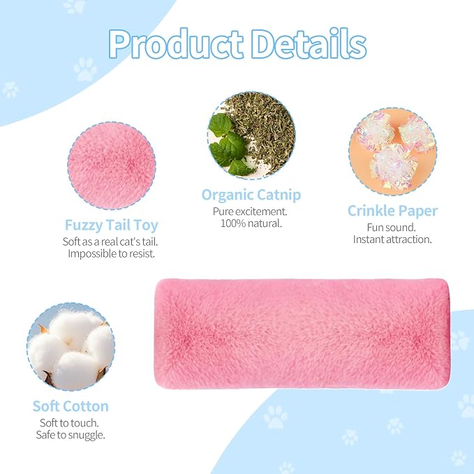 WOUSEDO Catnip Plush Pillows Toys 3 Pack, Crinkle Sound and Catnip Inside | Soft and Durable, Interactive Indoor Cat Kicker Toy for Kitten, Promotes Cat Exercise & Play, Companion for Indoor Cats Toy - Image 3