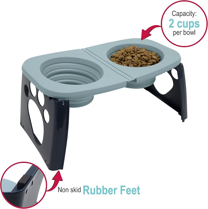 SPORT PET Elevated Travel Folding Bowls,Blue - Image 2