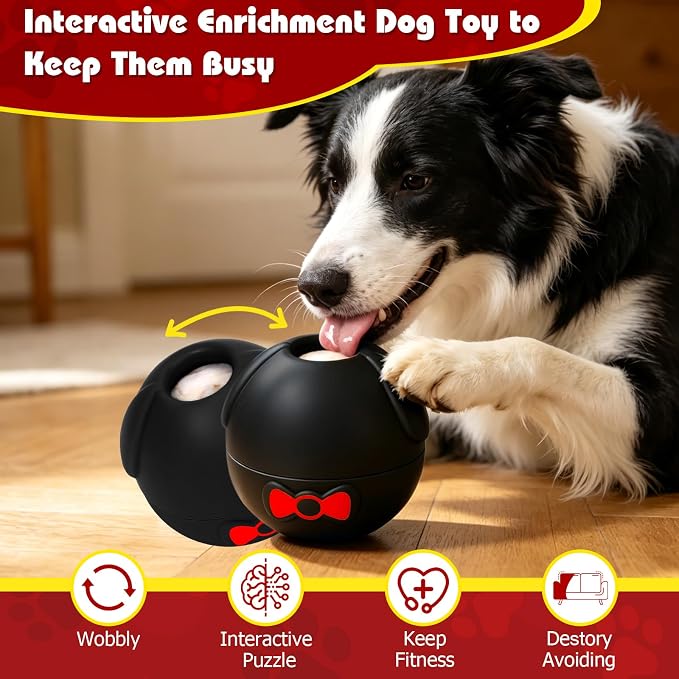 Yipetor Wobbly Dog Chew Toy, Frozen Treat Lick Ball for Medium Large Dogs | 4IN Enrichment Toy, IQ Puzzle, Keeps Them Entertainment, Chew Resistant, BPA-Free Rubber & Dishwasher Safe - Image 4