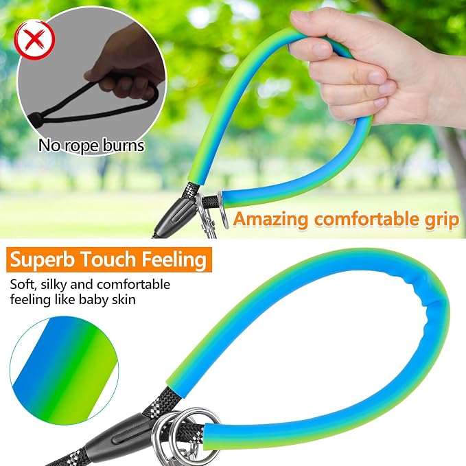 NTR Dog Rope Leash, 10FT Recall Training Lead, with 2 Swivel Hooks, Reflective Threads and Soft Rubber Handle, Puppy Leash for Walking, Hunting, Camping for Small Medium and Large Dogs-Purple - Image 3