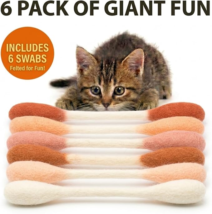 Glaciart One Swabs Cat Toys with Catnip - 6 Pk | Durable for Chew, Cute Cat Toys Interactive Kitty for Boredom, Exercise, & Play | Filled w/Organic Catnip for Anxiety & as Digestive Aid | Gift Idea - Image 7
