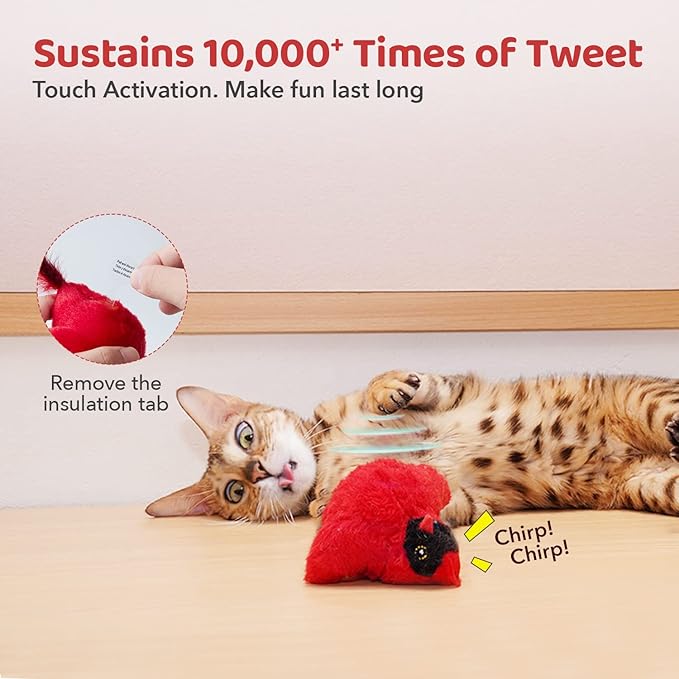 Potaroma Cat Toys Chirping Birds 2 Pcs with Catnip SilverVine, Interactive Cat Kicker, Lifelike Birdie Tweets, Indoor Kitty Kitten Exercise Toys 4.0" | Cat Kicker, Lifelike Birdie Tweets, Indoor Kitty Kitten Exercise Toys 4.0 Inches - Image 5
