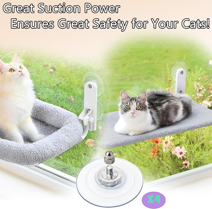Cat Window Perch Suction Cup Replacement Accessories Clear Strong Suction Cup with Stainless Steel Screw Nuts, Set of 4 (Clear Silver) - Image 3