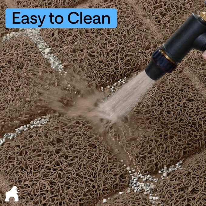 GORILLA GRIP Cat Litter Box Mat, 47x35, Cushioned Coil Mesh Litter Trapping Mats, Scatter Control Supplies for Less Mess, Phthalate Free, Ultra Deep Catch Grooves, Rinse or Vacuum to Clean, Brown - Image 9