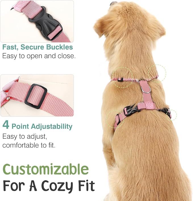 VavoPaw Dog Seat Belt, Safety Vest Dog Car Harness with Adjustable Buckle Dog Seat Belt for Vehicle Nylon Pet Safety Seat Belts Heavy Duty(XL, Pink Daisy) | Soft Breathable Mesh, Adjustable Buckle, Nylon, Heavy Duty Pet Safety Seat Belts for Small Medi... - Image 3