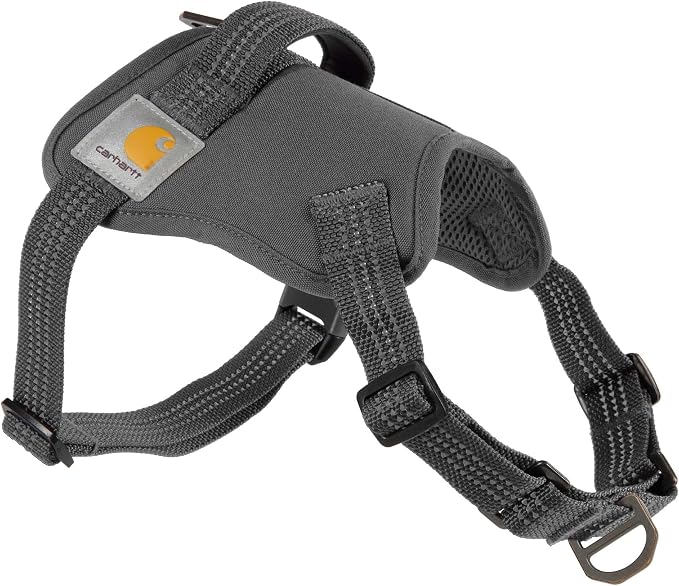Carhartt Nylon Duck No Pull Dog Harness Gravel L | Fully Adjustable Dog Harness with Quick Control Handle and Reflective Accents by Carhartt