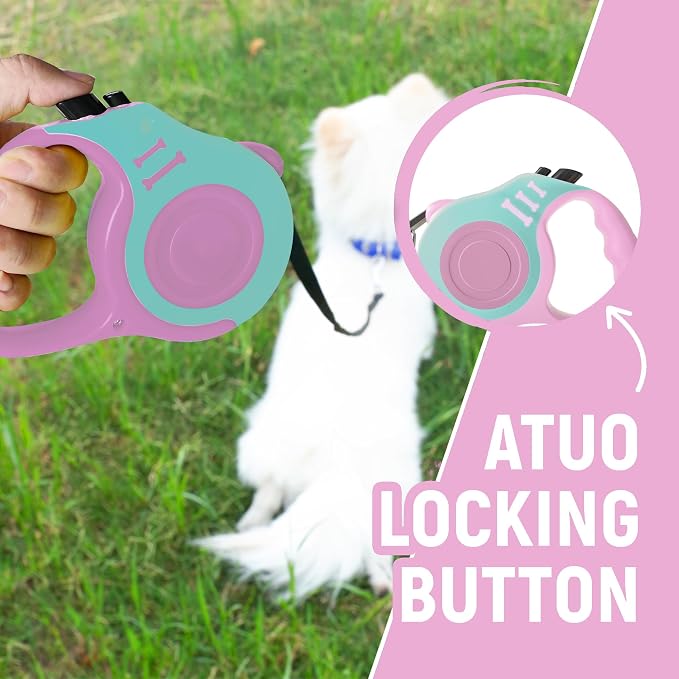 Retractable Dog Leash Automatic Telescopic Tractor Dog Tape | Pet Tape 10/16 FT Durable and Convenient, with Folding Bowl, Dispenser, Rubbish Bags, Suitable for Small and Medium Dogs - Image 4