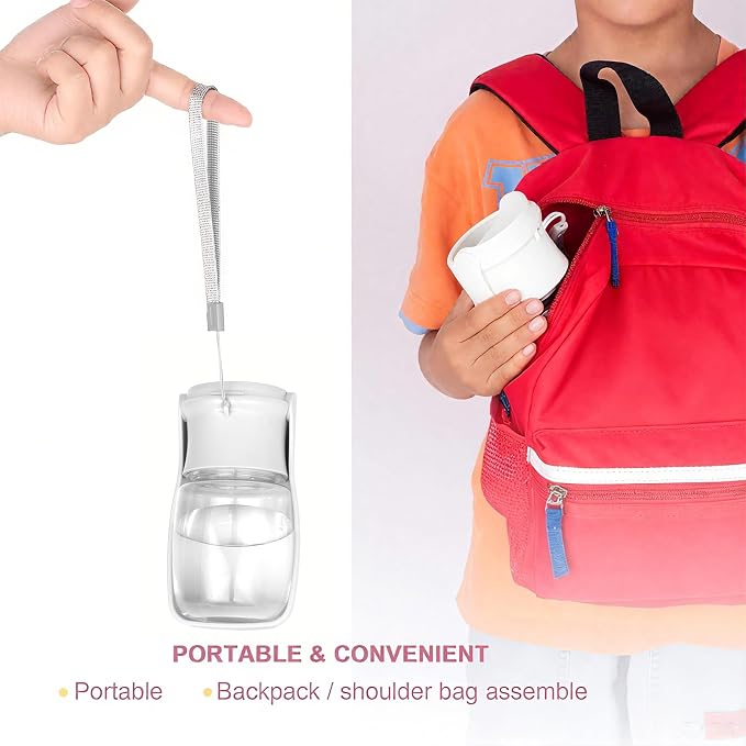 Portable Dog Water Bottle, Foldable Water Bottle for Dog, White, 12oz | Leak Proof Dispenser, Dishwasher Safe, Puppy Travel Water Bowl Fit for Cat, Rabbit, Small Animals Walking, Hiking, Travel - Image 5