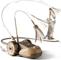 CYROS 3-in-1 Interactive Cat Toy - 2-Speed Automatic Moving Mouse Cat Toys Self Play with 2pcs Hanging Feather String Ribbon and Wiggly Silicone Mice Tail for Bored Indoor Adult Cats Kittens by CYROS