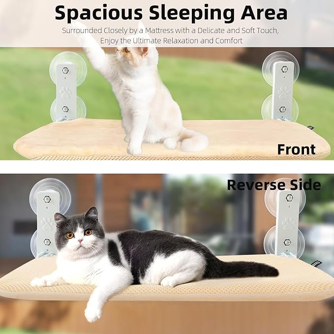 2PCS Replacement Cover for Cat Window Perch, L Size Cordless Cat Window Hammock Bed Accessories, Reversible Breathable/Warm Seat Cover for Inside (White, 23.6''L×11.8''W) - Image 7