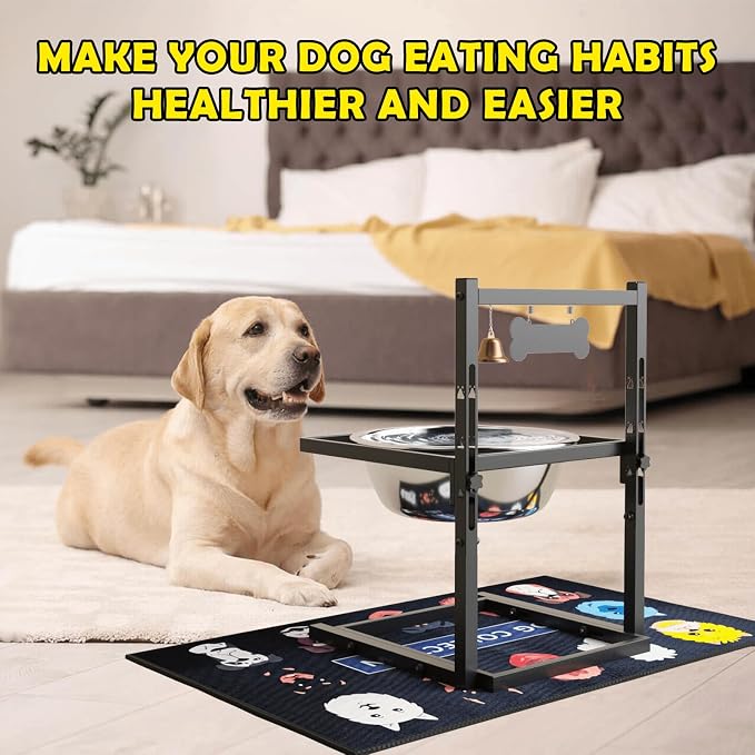 1.6Gallon Elevated Dog Water Bowl for Large Dogs, Height Adjustable (10-17.8in) Raised Stainless Steel Bowl with Spill-Proof Mat & Sturdy Metal Stand, Easy-Clean Feeder for Indoor/Outdoor Use - Image 7