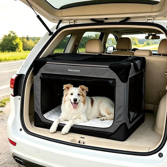 26" L Collapsible Dog Crate for Small Dogs and Cats, Soft Pet Crate with 4-Door Mesh, Portable Dog Kennel for Travelling, Dark Grey - Image 8