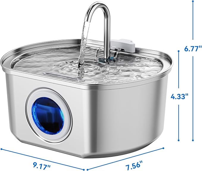 Cat Water Fountain Stainless Steel: 108oz/3.2L Cat Fountain for Drinking | Pet Water Fountain Inside - Automatic Dog Watering Dispenser Bowl - Pet Feeding & Watering Supplies - Water Level Window - Image 10