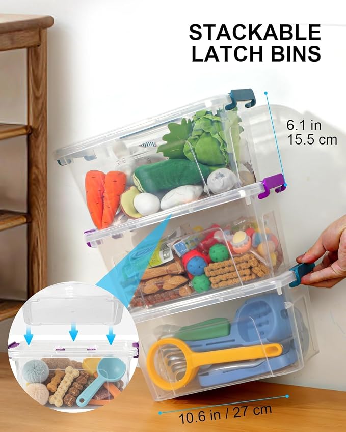 NUMIFUN Plastic Storage Bins with Lids 6 Pack, 7 Quart Storage Containers with Black Buckle Latch, Stackable Storage Containers for Home Pantry Office Classroom Organization, White - Image 5