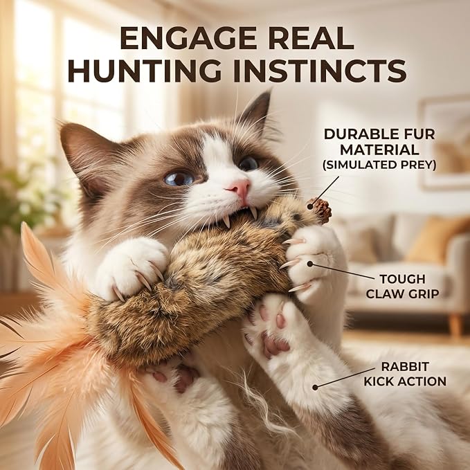 Cat Toy Rabbit Fur Feather 3pcs Gall Fruit Treat Kitten Kick Indoor | Kitten Teething Toy with Crinkle Paper, Rabbit Feathers Hunting Play, Catnip Gall Fruit Stress Relief, Kick Chew Interactive - Image 4