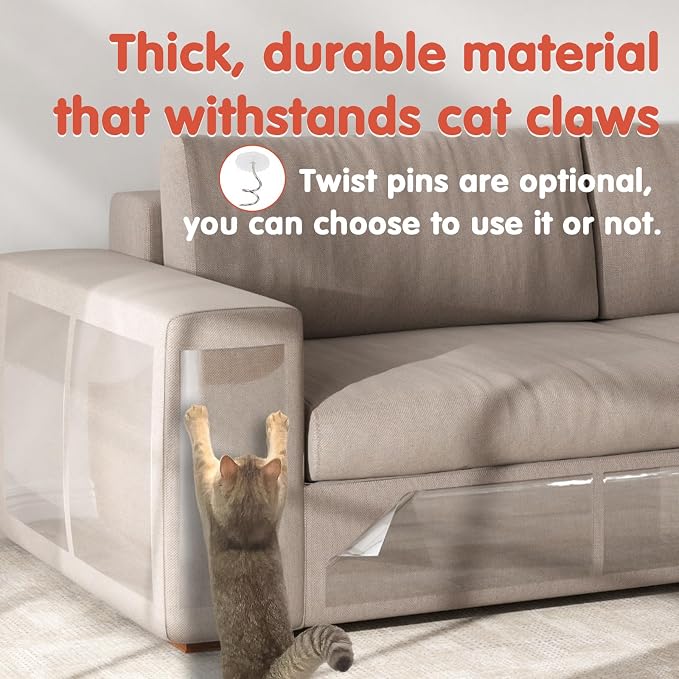 Secopad 18 PCS Large Cat Scratch Furniture Protector, Transparent Couch Protector from Cat Claws, Single-Sided Self Adhesive Anti Pet Deterrent Sofa Cover, 17IN (Pack of 2) - Image 7