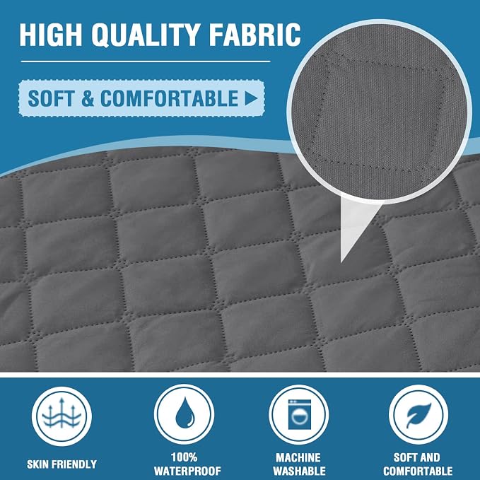 H.VERSAILTEX Loveseat Covers for 2 Cushion Couch Sofa Cover for Dogs 100% Waterproof Furniture Protector Cover with Elastic Straps for Pet Cat(Loveseat, Rocket Gray) - Image 5