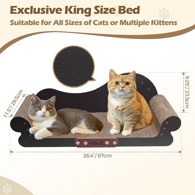 ComSaf Large Cat Scratcher Bed 26.7 in, Cardboard Cat Couch Scratch Pad | Cat Scratching Board, Sofa Lounger Shape, Furniture Protection, Indoor Floor Use, Adult Cats, Claw Care - Image 3