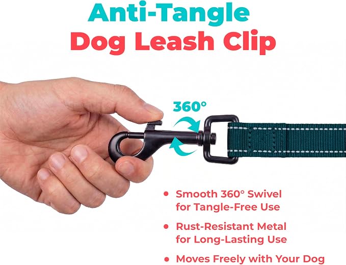 Best Pet Supplies Voyager Nylon Dog Leash - 6ft Blue, Large | 6ft in Length, 1" in Width, Reflective, Soft Neoprene Handle, Heavy Duty Metal Clips for Running, Walking & Training - Image 7