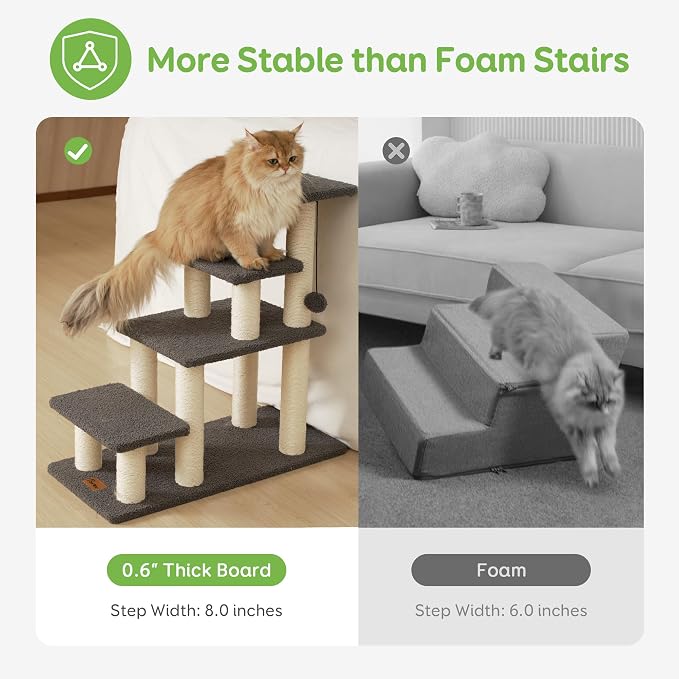 Dog Stairs & Cat Scratching Post Pet Steps for High Bed Couch | High-Strength Boards Hold up to 150 lbs for Indoor Small Cats Kittens Dogs Climbing Playing, 4 Combination Options, 4 Steps - Image 3