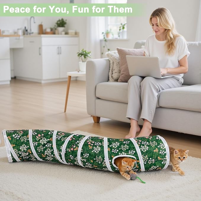 Glittme S-Shape Cat Tunnel, Foldable Cat Tunnels for Indoor Cats | Interactive Bunny Tunnel And Cat Tubes With Crinkle Sounds. Ideal For Kittens, Ferrets And Small Pets To Hide, Play Or Rest - Image 2