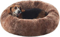 33 in Faux Fur Donut Dog Bed for Medium Plus Dogs,Tie-dye Brown | Calming Plush Round Fluffy Pet Bed with Removable & Washable Cover,Fits up to 65 lbs Pets by BedStillLoveStill
